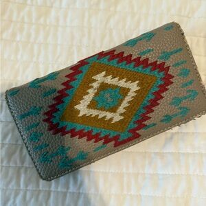 Montana West Red and Green Wallet with Geometric Pattern